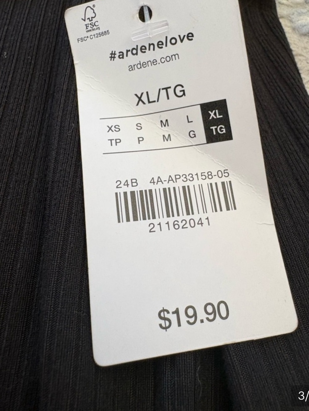 3 for $14 Ardene Black Ribbed Midi Skirt with Side Slit Detail size xl - Picture 3 of 5